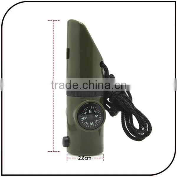 Outdoor 7 in 1 Emergency Plastic Lifesaving Flashlight Whistle Compass Survival Whistle With Led Flashlight photo-5