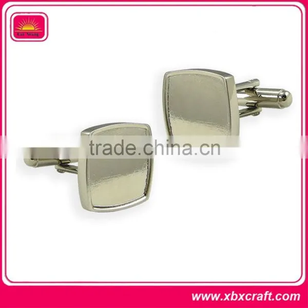 Shiny Silver Plated Zinc Alloy Cufflink Blanks photo-4