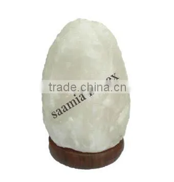 Himalayan White Natural Salt Lamp With Wooden Base