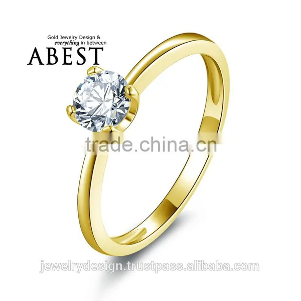 Hot Sell Lady Ring Real 10K Gold Yellow Solitaire Rings Jewelry Ring New Wedding Engagement Rings For Women Gift