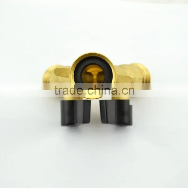 Brass Y Shut-off Valve Two Way Garden Hose Valve Y Shape Connector Water Valve With Butterfly Handle photo-2