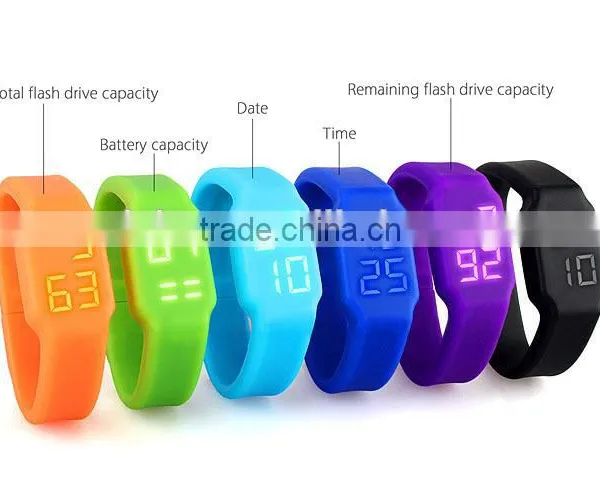 Stock 32gb Usb Flash Watch, Silicone Rubber Wristband Watch Pendrive, Silicone LED Watch Usb Drive photo-2