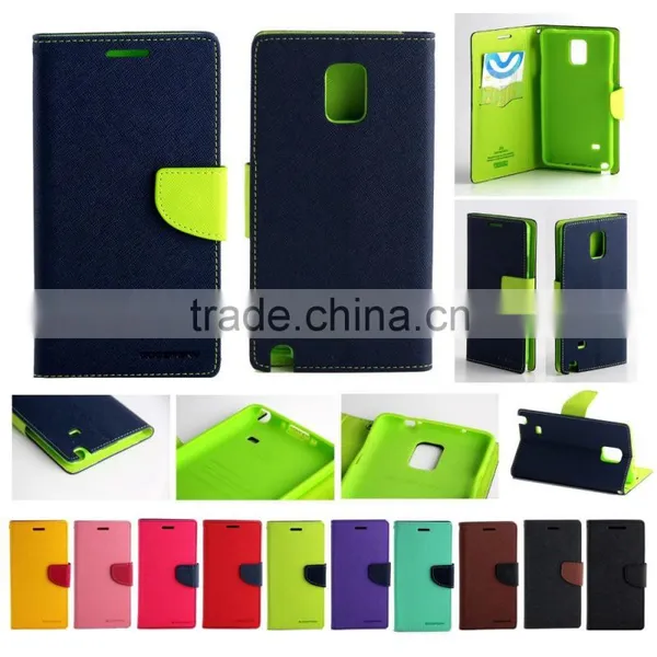 Mercury Goospery Leather Flip Case for Note4, Newest Shockproof Credit Card Slots Case for Samsung