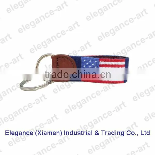 New Design of Needlepoint Key Chain With Genuine Leather photo-3