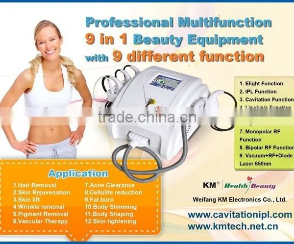 2015 Weifnag KM Hot Selling 9 in 1 Multifunction Beauty Equipment With Elight Ipl Cavitation Radio Frequency photo-4