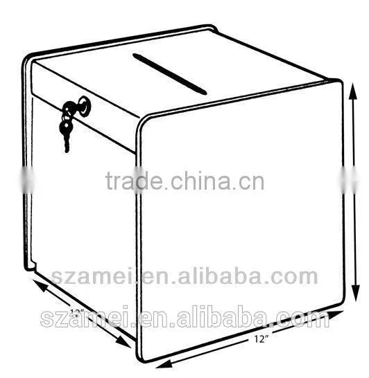 2017 Black Acrylic Ballot Box Wth Lock and Key for Election photo-5