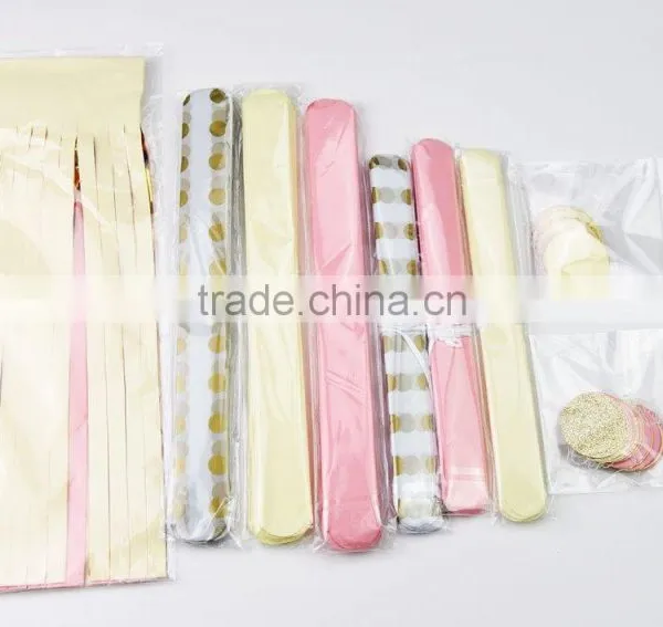 Tissue Pompom Balls Paper Tassels and Garland Tassel Garlands for Baby Shower Decoration Bridal Shower Pink Gold First Birthday photo-2