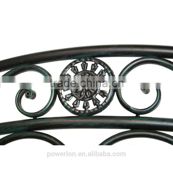 Garden Heart-Shaped 2 Seater Wrought Iron Bench White and Black photo-5