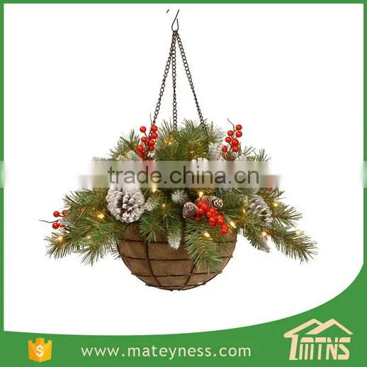 Glittery Lighted Chrismas Decorative Hanging Basket Tree photo-2