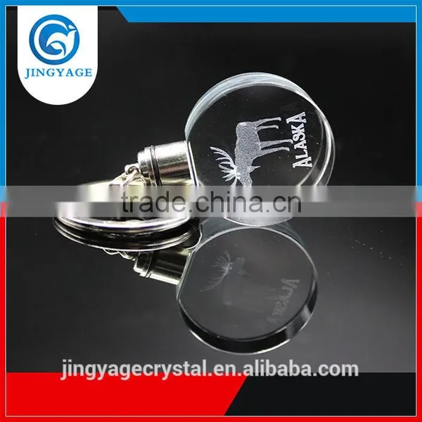 3D Laser Engraved Animal Round Crystal Key Chains Souvenir Gifts photo-2