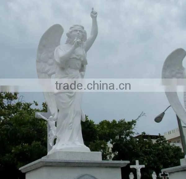 Outdoor Decoration Marble Life Size Stone Angel Statues for Cemetery photo-2