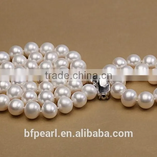 10-11mm White Edison Pearl Necklace, Bracelet and Earrings Jewelry Set photo-2