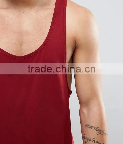 2017 Best Price New Design Summer Custom Red Gym Wear Comfortable Cotton Spandex Fashion Men's Sport Plain Tank Tops photo-3