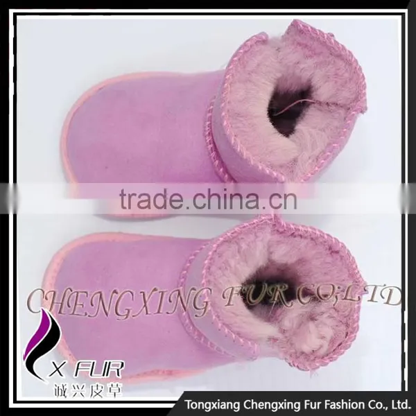 CX-SHOES-06A Cute Wholesale Soft Real Sheepskin Leather Baby Shoes photo-6