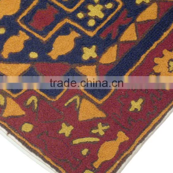 Hand Embroidered Luxury Pillow India Decor Crewel Chain Stitch Cushion Case Sham photo-4
