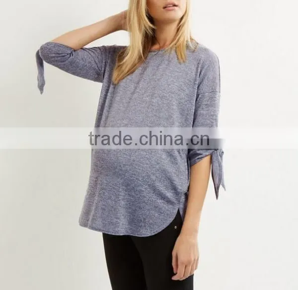 Wholesale Maternity Wear Clothes Knit Tie Sleeve Tops photo-2