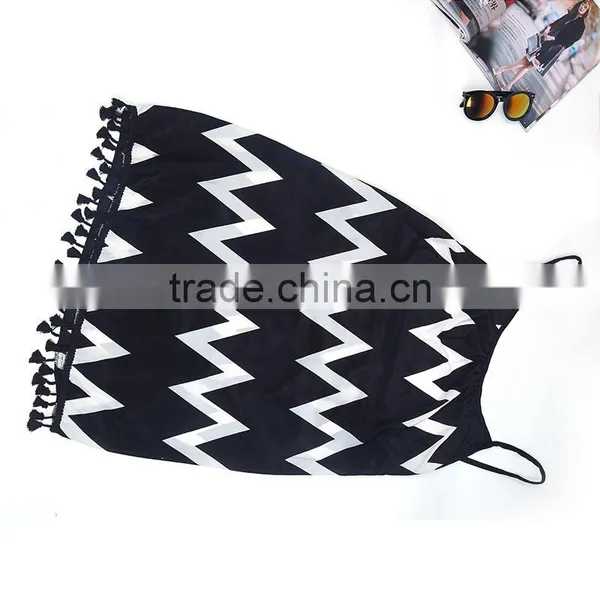 Walson Wavy Striped Beach Skirt Tassel Harness Sexy Chiffon Dress photo-5