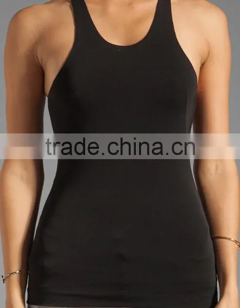 95% Rayon 5% Spandex Jersey Racer Black Tanks photo-3