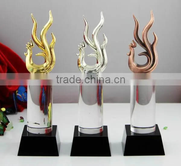 High Quality Beautiful Crystal Gold Plated Chanticleer Trophy BusinessS GIFT photo-4