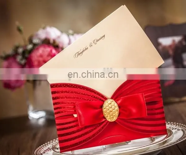 Luxury Greeting Card 6005 Free Customized Printing Red Wedding Invitation Cards photo-4