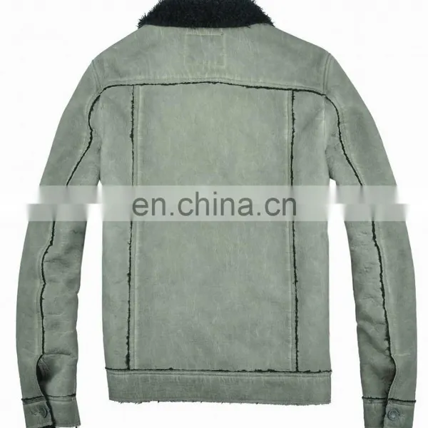 2015 Last Fashion Mens Handsome Warm Genuine Men Leather Jacket photo-3