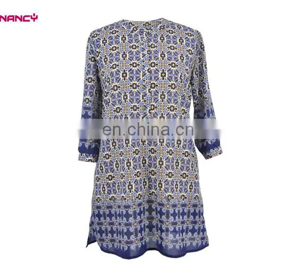 2016 New Styles Spring Summer Printed Fashion Tunic for Women Over 60
