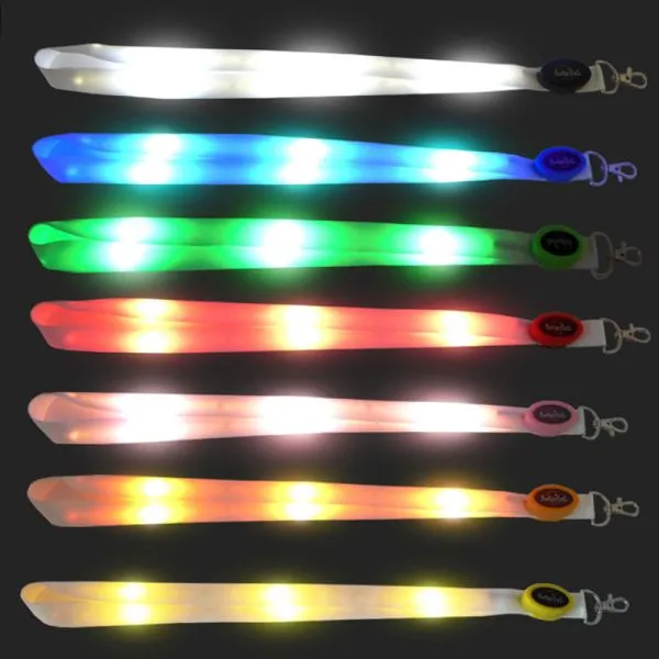 Nylon LED Light up Flashing Lanyard Neck Straps Luminous Glow in the Dark