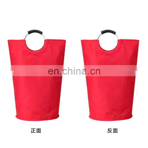 Custom Logo Large Tote Laundry Basket Collapsible Fabric Laundry Hamper Dirty Clothes Bag With Round Handle photo-4