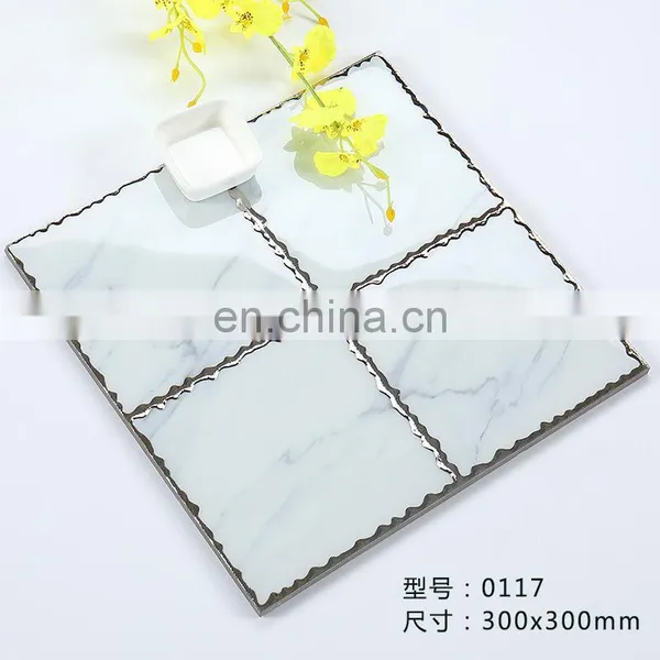 Modern Minimalist Bathroom Balcony Kitchen Tiles Gold-plated 300x300 Floor Tiles photo-3
