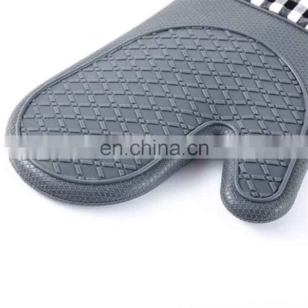 Home Kitchen BBQ Cooking Heat Resistant Oven Mitts Cotton Silicone Material Long Grill BBQ Double Oven Gloves Mitts photo-3