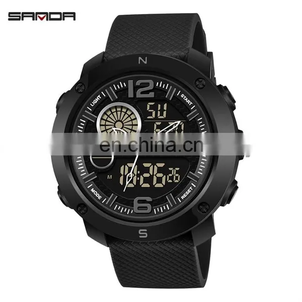 SANDA 762 New Model Men Wristwatch Branded Digital Analog Week Day Showed Silicone Current Watch