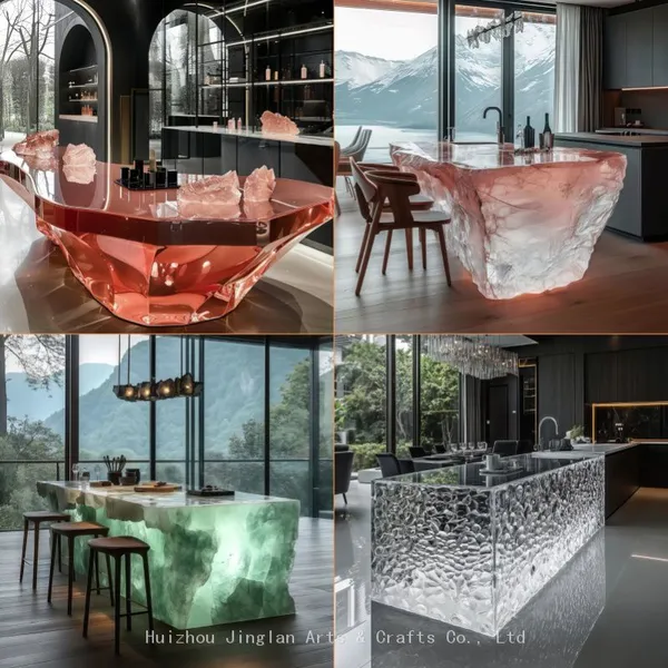 Crystal Luminous Island, Transparent Bar, Internet Celebrity, Popular Drainage Table, Integrated Acrylic, Light Luxury, Luminous Stone Table, Tea Table, Bar, High-end Sense photo-3
