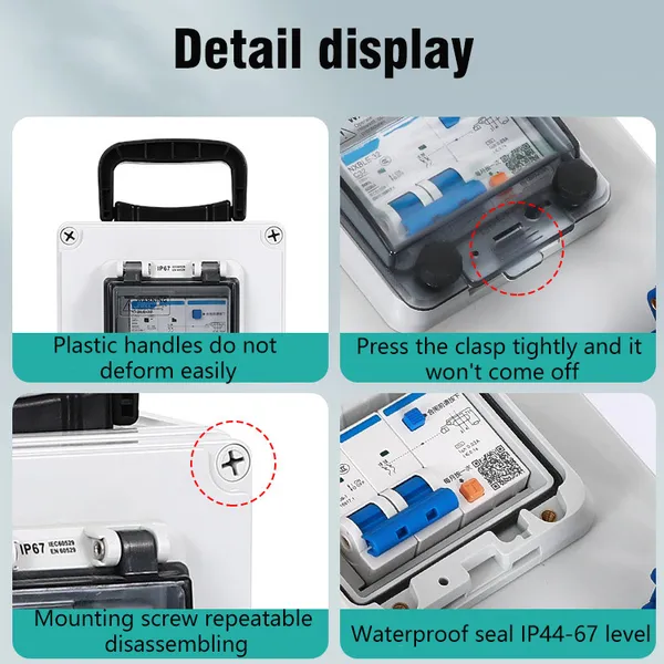 Portable Industrial Waterproof Socket Box With Circuit Breaker Overload Leakage Protection, Multiple Sizes & Socket Configurations Optional photo-2