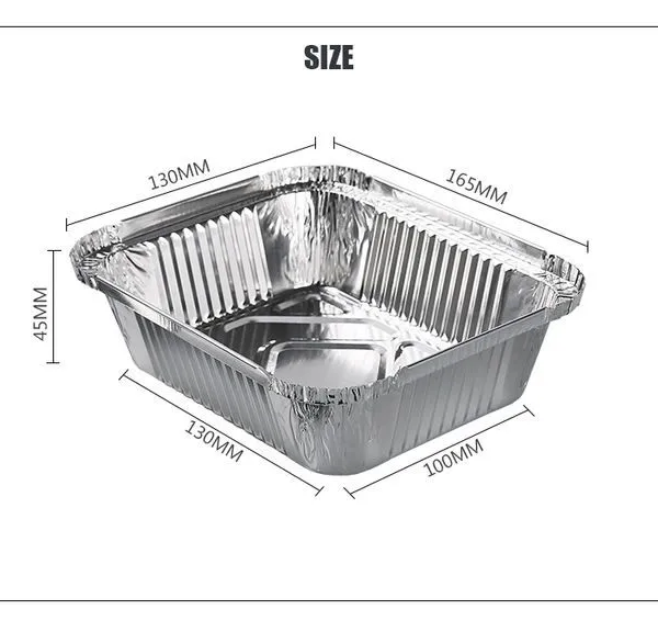 Rectangular Aluminum Foil Food Container Disposable Aluminium Tray Takeaway Lunch Box With Clear Lid Eco-friendly Recyclable photo-5