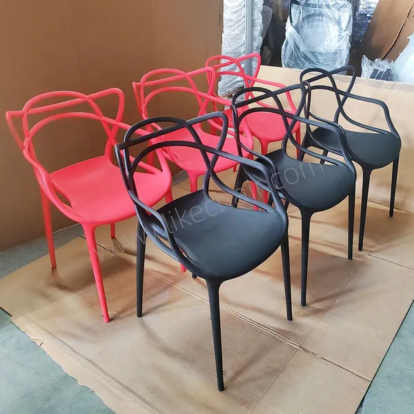 Stackable Plastic Chairs Hollow Cut‑out Armrest Integrated PP Molding for Patio Cafe Outdoor Dining photo-2