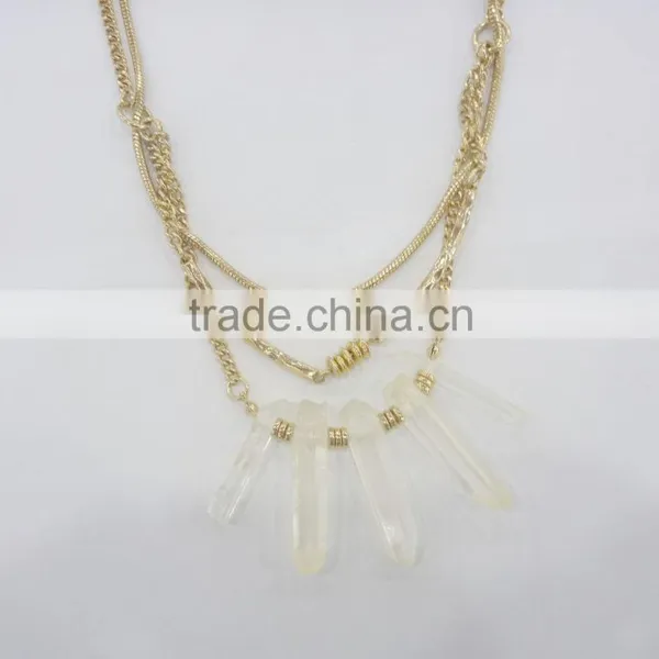 FASHION MULTI ROW BIG PLASTIC STONE CHAIN NECKLACE photo-2