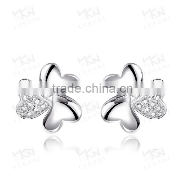 Clover Floswer White Gold Plated Crystal Jewelry Earring photo-5