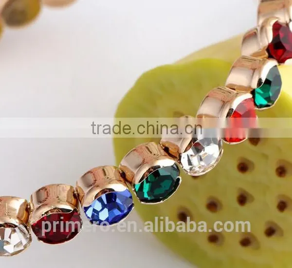 New Rose Gold Plated Colourful Diamond Austria Rhinestone Pearl Bangle Bracelet photo-5