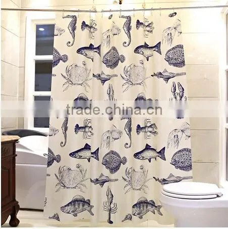 New Design Shower Curtain Anchor Printed, Hot Sale Classic Bathroom Wateproof Curtain photo-2