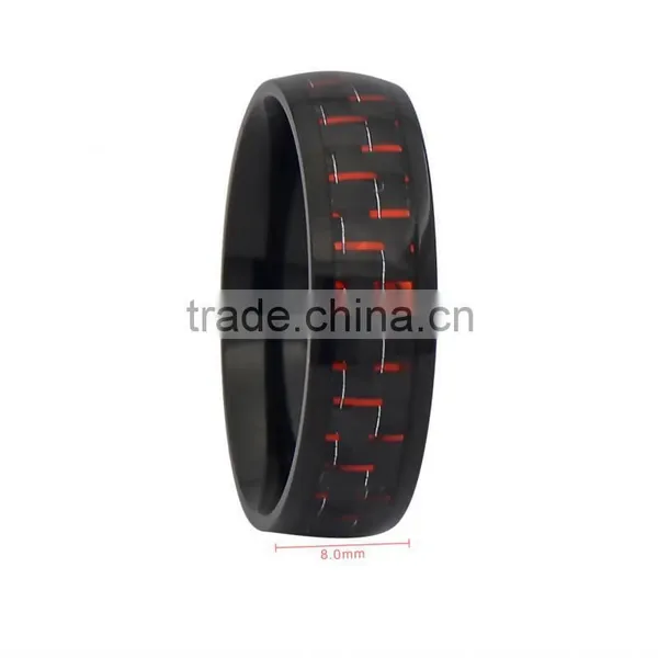 Titanium Red Carbon Fiber Steel Ring,titanium Carbon Fiber Male Rings photo-2