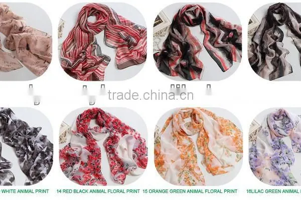 Lady's Customized Polyester Silk Like Soft Handfeel Chiffon Printed Long Scarf Shawl Wraps Sarong photo-4