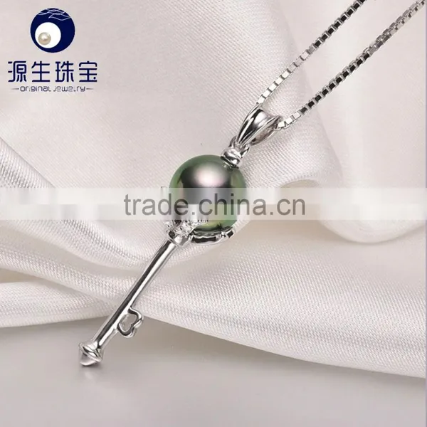Wedding Jewelry 8--9mm Best Gift Black Tahitian Pearl Pendant photo-4