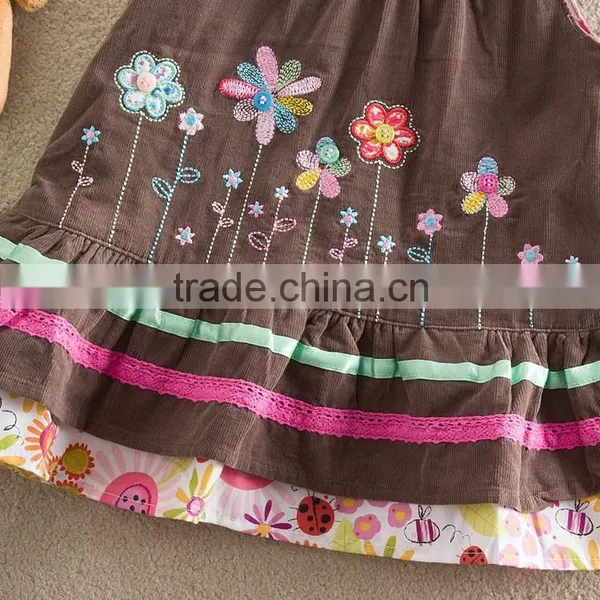 (9016#BROWN) 18M-6Y Children Wear Cotton Baby Girls Corduroy Girl Dress photo-6