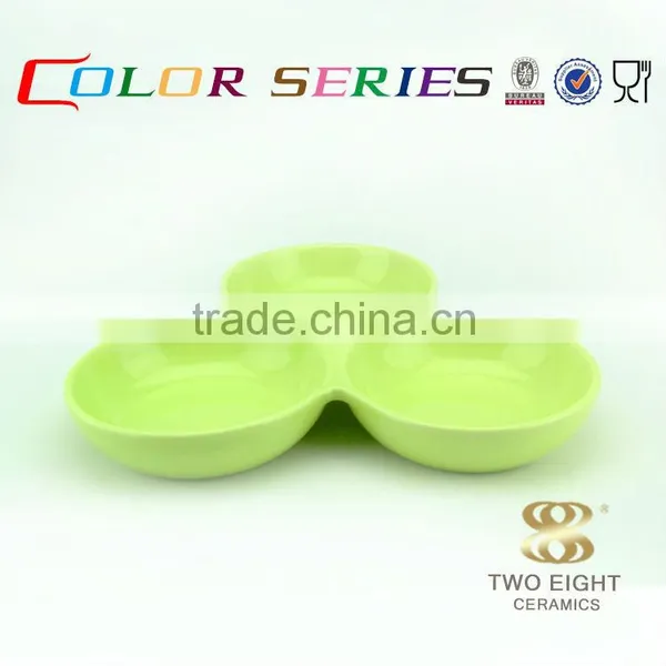 Green Sauce Dish Catering Dinner Food Divider Three Grid 10 Inch Plates