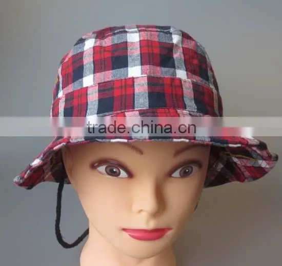 100% Cotton Check Pattern Bucket Hat,plaid Bucket Hat photo-2