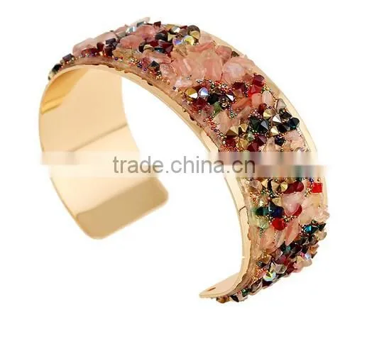 Brand New Vintage Gold Bracelets Bangles Crystals Flower Open Cuff Bangle photo-5