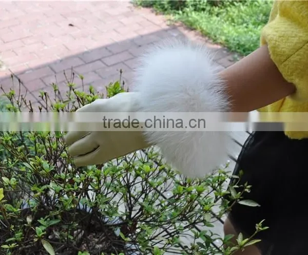 2016 New Product Real Leather Gloves With Genuine Fox Fur Cuff Leather Glove photo-3