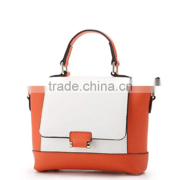 Fake Leather Contrast Color Ladies Hand Bag photo-4