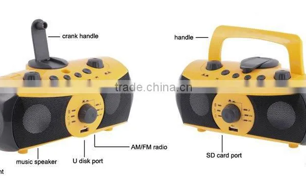 Dynamo Power Portable Mini Mp3 Player Built-in Speakers Portable Dvd Player Flashlight