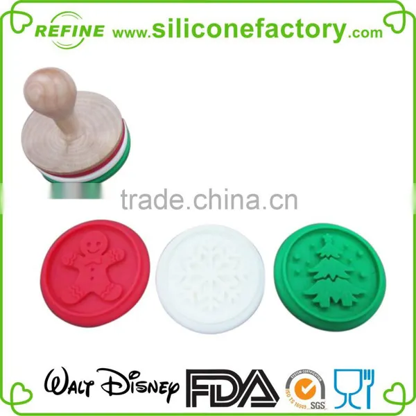 DGCCRF Confirmed Customized Wooden Handle Silicone Cookie Stamp photo-5